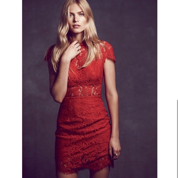 SAYLOR Dresses & Skirts - Saylor Red Lace Jane Dress